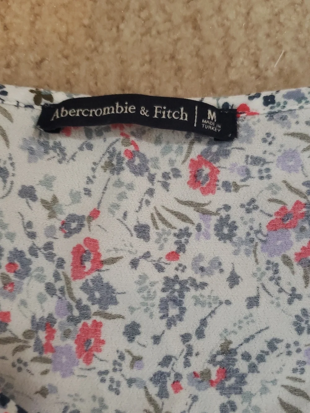Abercrombie & Fitch White Blouse with Pink & Blue Floral Print